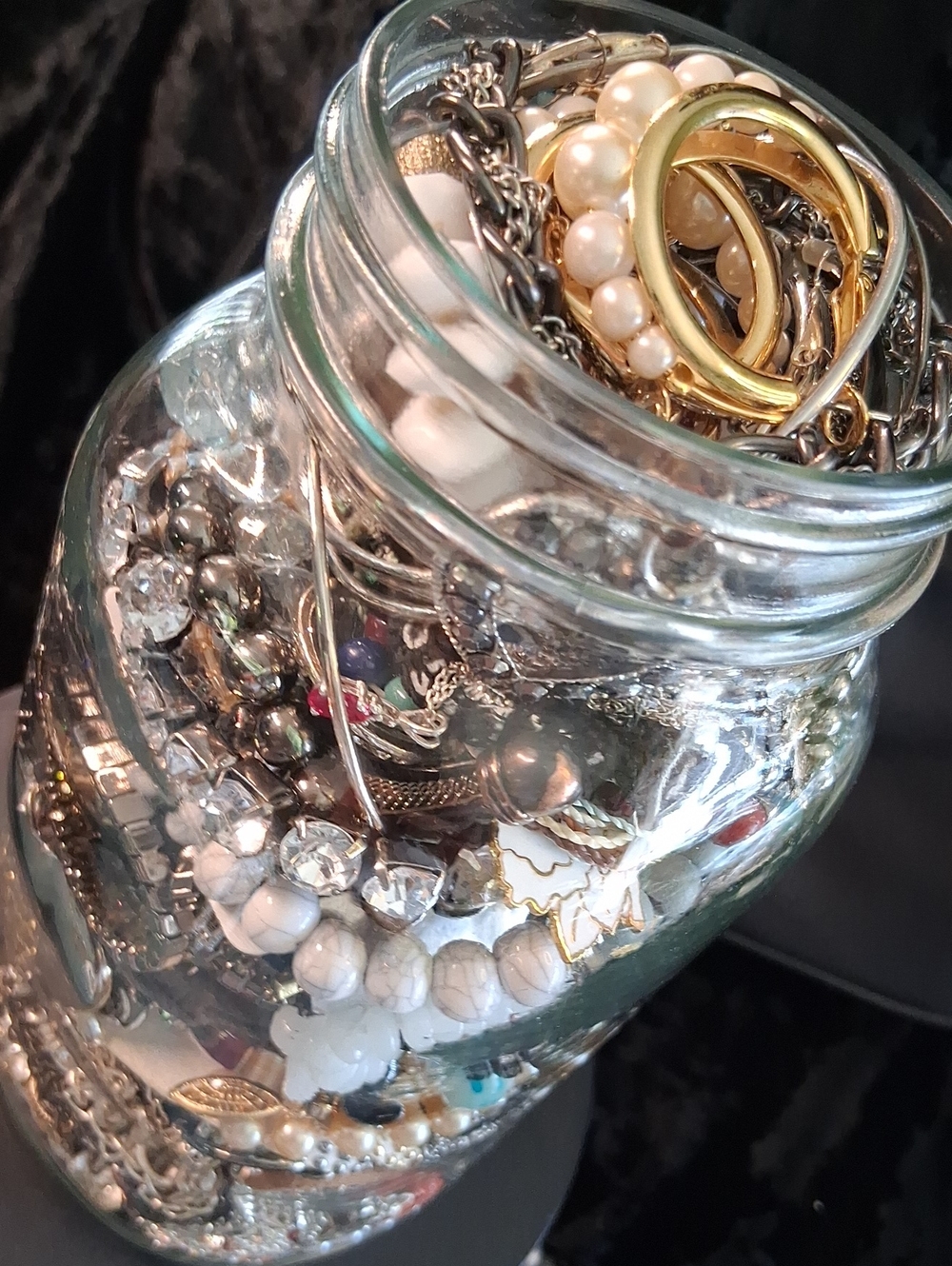 Mystery Jewelry Jar 1 Qt Gold,Silver Earrings, Bracelets ,Necklaces 6 Lbs